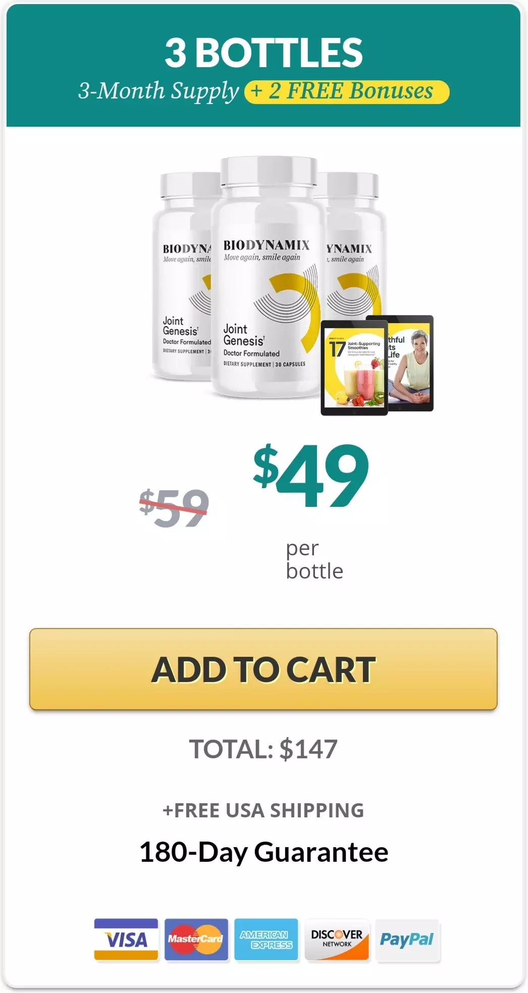 Joint Genesis™ 3 bottles pricing